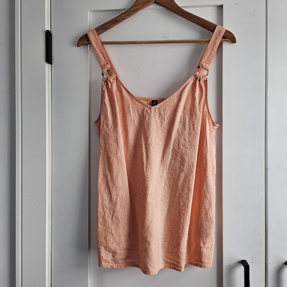 Jean Pascale Women Tank Top Summer Linen Thick Straps Size 8 US/ 10 UK Coral - Picture 5 of 6
